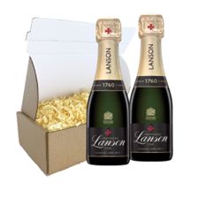 Buy & Send Mini Lanson Le Black Label Champagne 20cl Duo Postal Box