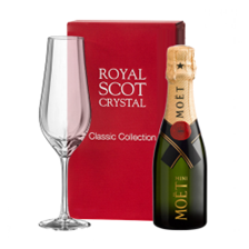 Buy & Send Mini Moet And Chandon Brut Champagne 20cl and Royal Scot Flute In Red Gift Box