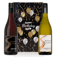 Buy & Send Mixed Penny Lane Red & White Wine Happy Birthday Wine Duo Gift Box (2x75cl)