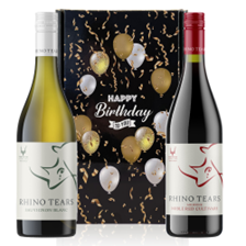 Buy & Send Mixed Rhino Tears Red & White Wine Happy Birthday Wine Duo Gift Box (2x75cl)