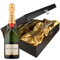 Buy & Send Moet And Chandon Brut Champagne 75cl And Flutes In Luxury Presentation Box