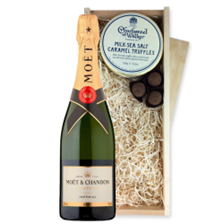 Buy & Send Moet And Chandon Brut Champagne 75cl And Milk Sea Salt Charbonnel Chocolates Box