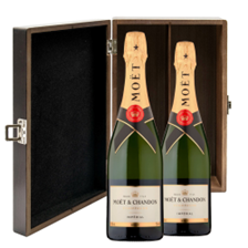 Buy & Send Moet And Chandon Brut Champagne 75cl Double Elm Wood Gift Boxed (2x75cl)
