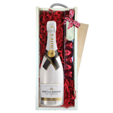 Buy & Send Moet and Chandon Ice White Imperial 75cl & Chocolate Praline Hearts, Wooden Box