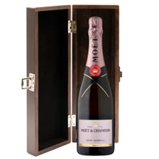 Buy & Send Moet & Chandon Rose Champagne 75cl in Elm Wood Gift Box