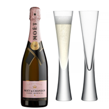 Buy & Send Moet &amp; Chandon Rose Champagne 75cl with LSA Moya Flutes