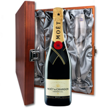 Buy & Send Moet &amp;amp; Chandon Brut Imperial And Flutes In Luxury Presentation Box