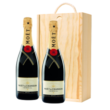 Buy & Send Moet &amp;amp; Chandon Brut Imperial Two Bottle Wooden Gift Boxed (2x75cl)