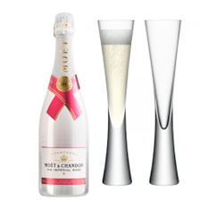 Buy & Send Moet &amp;amp; Chandon Ice Imperial Rose 75cl with LSA Moya Flutes
