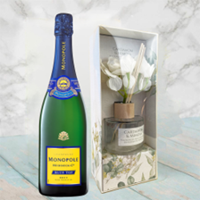Buy & Send Monopole Blue Top Brut Champagne 75cl With Cardamon & Mimosa Floral Diffuser
