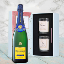 Buy & Send Monopole Blue Top Brut Champagne 75cl With Love Body & Earth 2 Scented Candle Gift Box