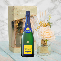 Buy & Send Monopole Blue Top Brut Champagne 75cl With Magnolia & Mulberry Desire Floral Diffuser