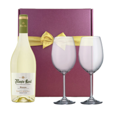 Buy & Send Monte Real Blanco Barrel Fermented 75cl White Wine And Bohemia Glasses In A Gift Box