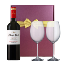 Buy & Send Monte Real Tempranillo 75cl Red Wine And Bohemia Glasses In A Gift Box