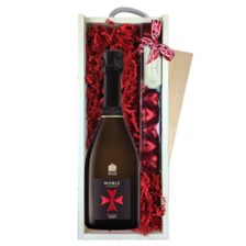 Buy & Send Noble Champagne Brut Vintage 2004 75cl & Chocolate Praline Hearts, Wooden Box