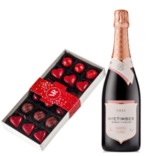 Buy & Send Nyetimber Rose English Sparkling Wine 75cl and Assorted Box Of Heart Chocolates 215g