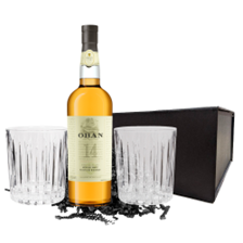 Buy & Send Oban 14 Year Old Single Malt Scotch Whisky 70cl And Nouveau Tumblers Gift Set
