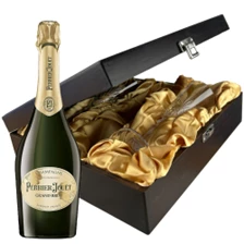 Buy & Send Perrier Jouet Grand Brut Champagne 75cl And Flutes In Luxury Presentation Box
