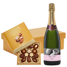 Buy & Send Personalised Champagne - Baby Girl Label And Lindt Swiss Chocolates Hamper