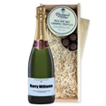 Buy & Send Personalised Champagne - Blue Label And Milk Sea Salt Charbonnel Chocolates Box