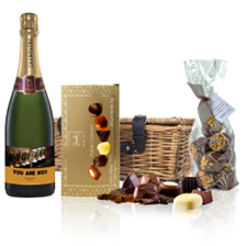 Buy & Send Personalised Champagne - Cup Label And Chocolates Hamper