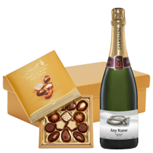 Buy & Send Personalised Champagne - Engagement Ring Label And Lindt Swiss Chocolates Hamper