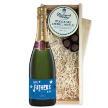 Buy & Send Personalised Champagne - Fathers Day Label And Milk Sea Salt Charbonnel Chocolates Box