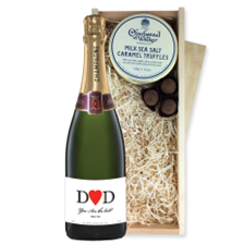 Buy & Send Personalised Champagne - Heart Dad And Milk Sea Salt Charbonnel Chocolates Box
