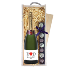 Buy & Send Personalised Champagne - Heart Dad & Truffles, Wooden Box