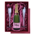 Buy & Send Personalised Champagne - Mothers day in Red Luxury Presentation Set With Flutes