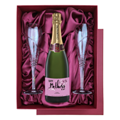 Buy & Send Personalised Champagne - Mothers day in Red Luxury Presentation Set With Flutes