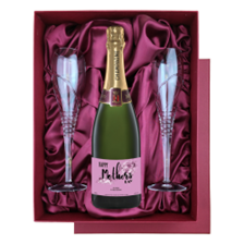 Buy & Send Personalised Champagne - Mothers day in Red Luxury Presentation Set With Flutes