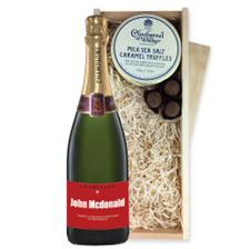Buy & Send Personalised Champagne - Red Label And Dark Sea Salt Charbonnel Chocolates Box