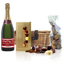 Buy & Send Personalised Champagne - Xmas 2 Label And Chocolates Hamper
