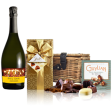 Buy & Send Personalised Prosecco - Birthday Candles Label And Chocolates Hamper