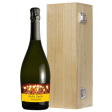 Buy & Send Personalised Prosecco - Birthday Candles Label in Luxury Oak Box