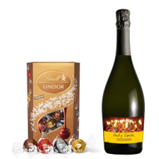 Buy & Send Personalised Prosecco - Birthday Candles Label With Lindt Lindor Assorted Truffles 200g
