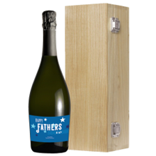 Buy & Send Personalised Prosecco - Fathers Day Label in Luxury Oak Box