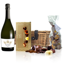Buy & Send Personalised Prosecco - Gold Ornate Label And Chocolates Hamper