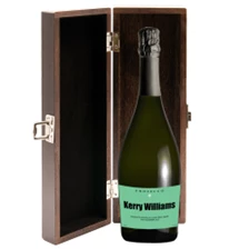 Buy & Send Personalised Prosecco - Green Label in Elm Wood Gift Box