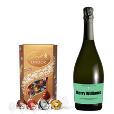 Buy & Send Personalised Prosecco - Green Label With Lindt Lindor Assorted Truffles 200g