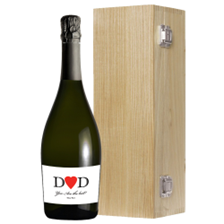 Buy & Send Personalised Prosecco - Heart Dad Label in Luxury Oak Box