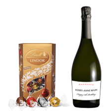 Buy & Send Personalised Prosecco - White Label With Lindt Lindor Assorted Truffles 200g