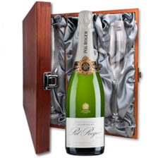 Buy & Send Pol Roger Brut Reserve Champagne 75cl And Flutes In Luxury Presentation Box