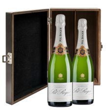 Buy & Send Pol Roger Brut Reserve Champagne 75cl Double Elm Wood Gift Boxed (2x75cl)