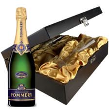 Buy & Send Pommery Brut Apanage Champagne 75cl And Flutes In Luxury Presentation Box