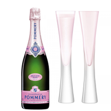 Buy & Send Pommery Rose Brut Champagne 75cl with LSA Blush Flutes