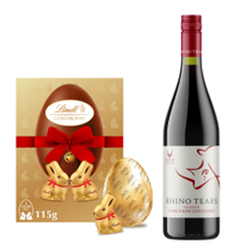Buy & Send Rhino Tears Noble Red Cultivars 75cl Red Wine and Lindt Lindor Gold Bunny & Milk Chocolate Easter Egg 115G