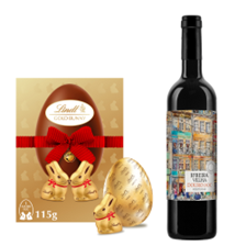 Buy & Send Ribeira Velha Douro Tinto 75cl Red Wine and Lindt Lindor Gold Bunny & Milk Chocolate Easter Egg 115G