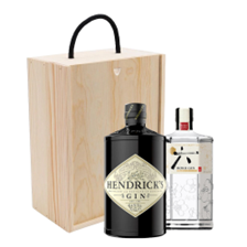 Buy & Send Roku Japanese Gin & Hendricks Gin Double Pine Wooden Gift Boxed (2x70cl)